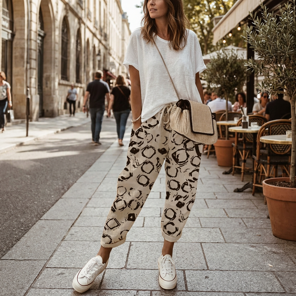 Kessoro Women's Printed Lace Trousers