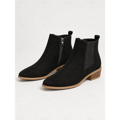 Kessoro women's pointed-toe low block heel ankle boots in khaki, gray, black, dark brown and beige - view 3