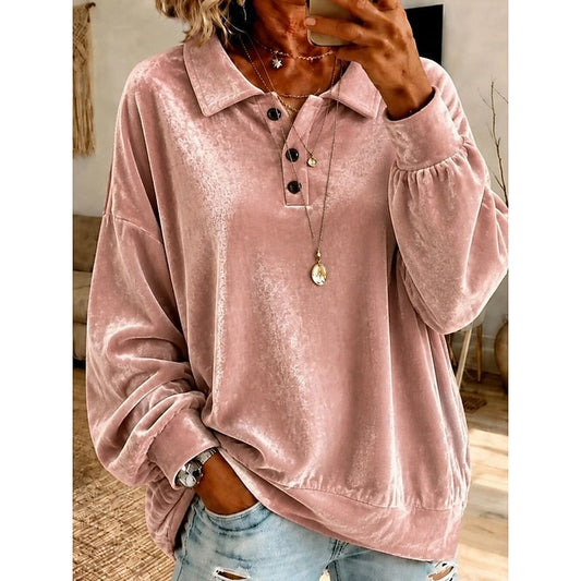 Kessoro women's relaxed collared pullover in pink, view 1 of 3