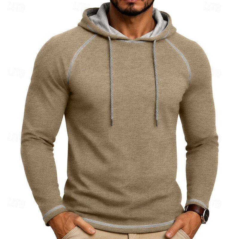 Kessoro men's raglan-sleeve drawstring pullover hoodie in assorted colourways, view 21