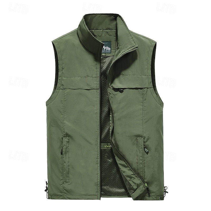 Kessoro men's multi-pocket outdoor utility vest in dark blue, red, khaki, army green and black – image 6 of 7