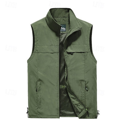 Kessoro men's multi-pocket outdoor utility vest in dark blue, red, khaki, army green and black – image 6 of 7
