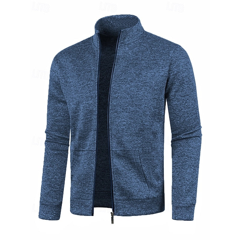 Kessoro Men's Full-Zip Stand-Collar Jacket in navy blue, blue, grey and more colours, image 4 of 12.