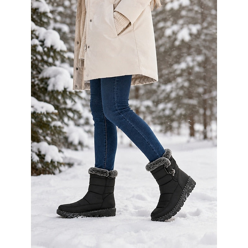 Kessoro Women's Quilted Fur-Trimmed Snow Boots in black and blue - women's footwear, view 4 of 12