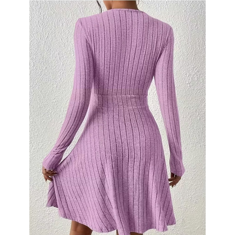 Kessoro women's wrap-neck A-line dress with a defined waist and softly flared skirt
