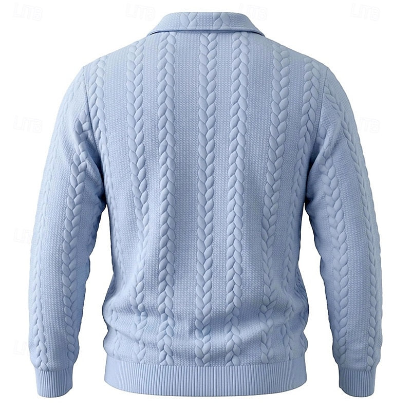 Kessoro men's textured quarter-zip knit sweater in one of five colourways, view 6 of 10