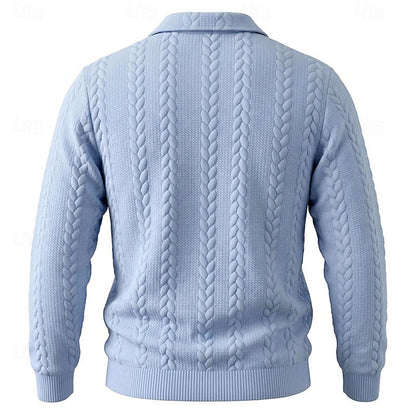 Kessoro men's textured quarter-zip knit sweater in one of five colourways, view 6 of 10