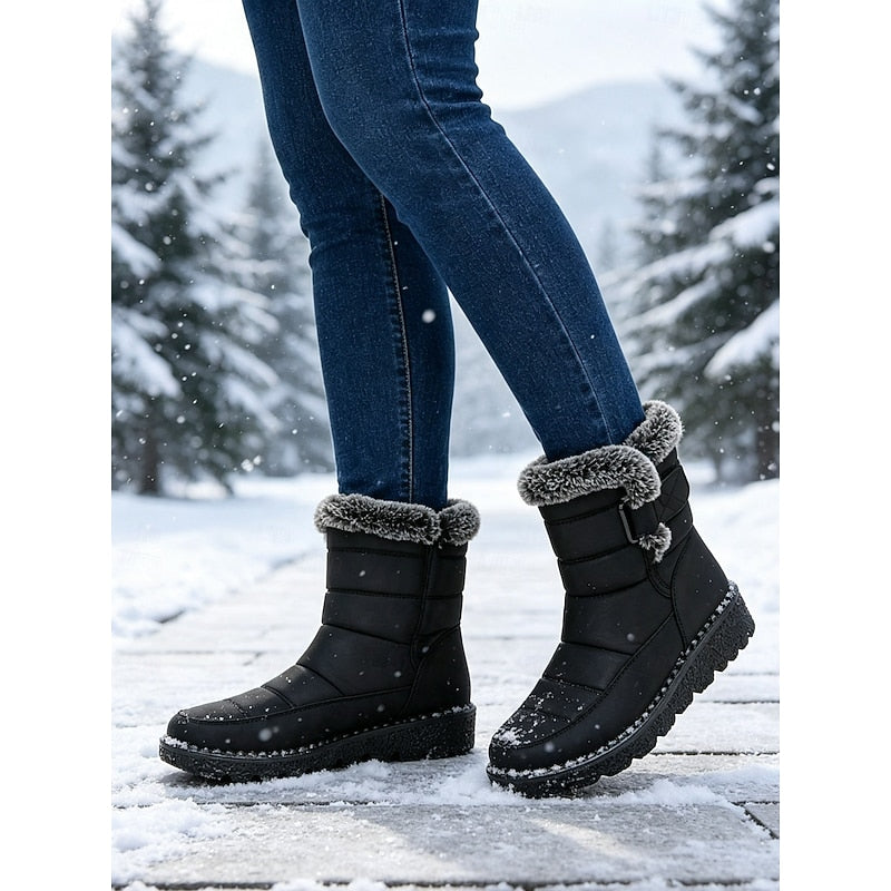 Kessoro Women's Quilted Fur-Trimmed Snow Boots in black and blue - women's footwear, view 3 of 12
