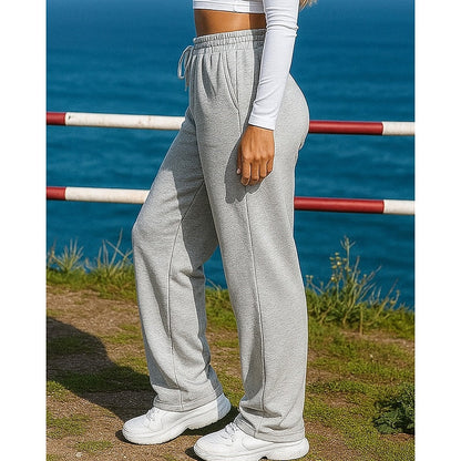 Kessoro women's high-waist wide-leg lounge pants in light grey, dark grey, black and khaki