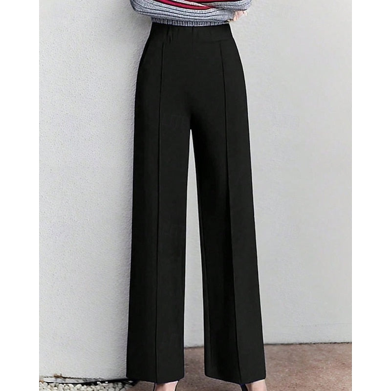 Kessoro women's high-waist wide-leg tailored pants in black and white