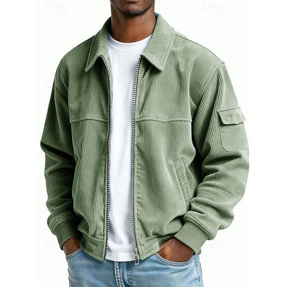 Kessoro Men's Ribbed Textured Jacket in navy blue, dark green, brown and more colours, image 4 of 13.
