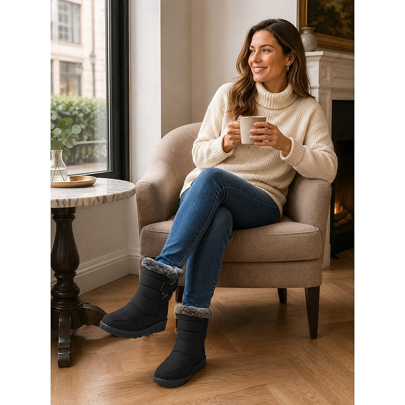 Kessoro Women's Quilted Fur-Trimmed Snow Boots in black and blue - women's footwear, view 12 of 12