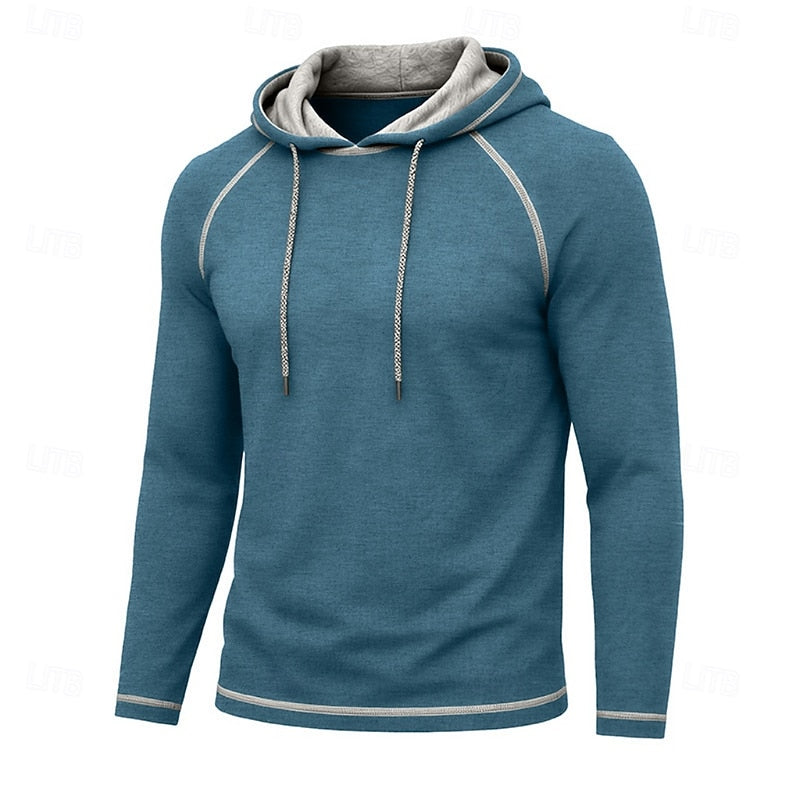 Kessoro men's raglan-sleeve drawstring pullover hoodie in assorted colourways, view 2