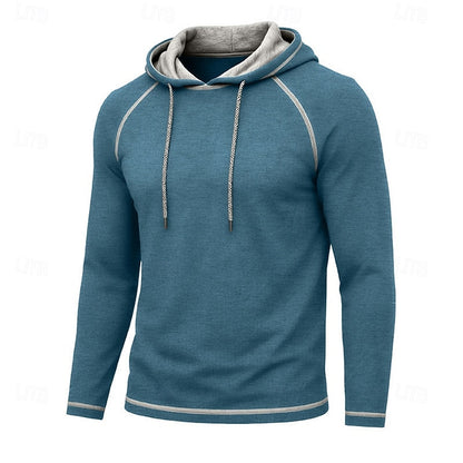 Kessoro men's raglan-sleeve drawstring pullover hoodie in assorted colourways, view 2