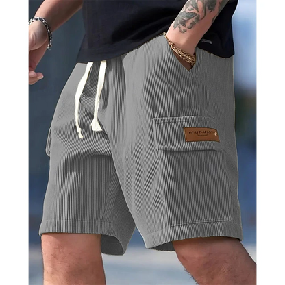 Kessoro men's relaxed fit drawstring cargo shorts in neutral, green and navy tones