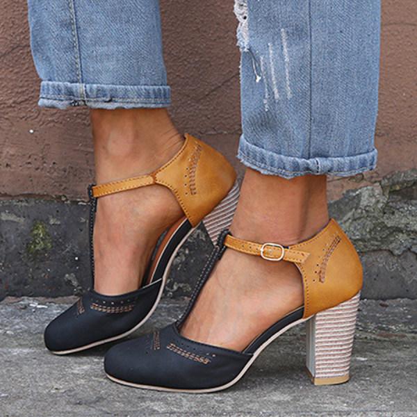 Kessoro block heel T-strap Mary Jane shoes for women in Black, view 1