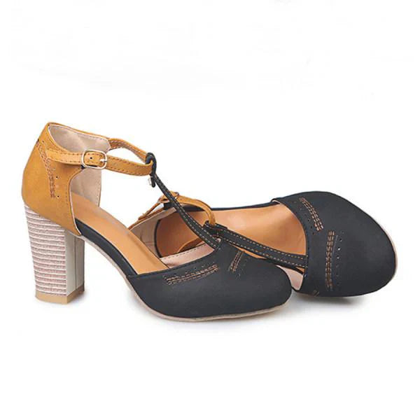 Kessoro block heel T-strap Mary Jane shoes for women in Blue, view 5