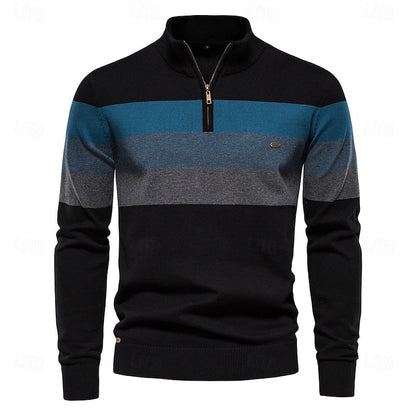 Kessoro quarter-zip ribbed knit sweater for men in Black, view 6