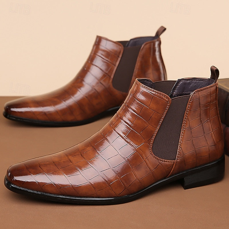 Kessoro Men's Polished Slip-On Chelsea Boots in black and brown tones - men's footwear, view 7 of 13