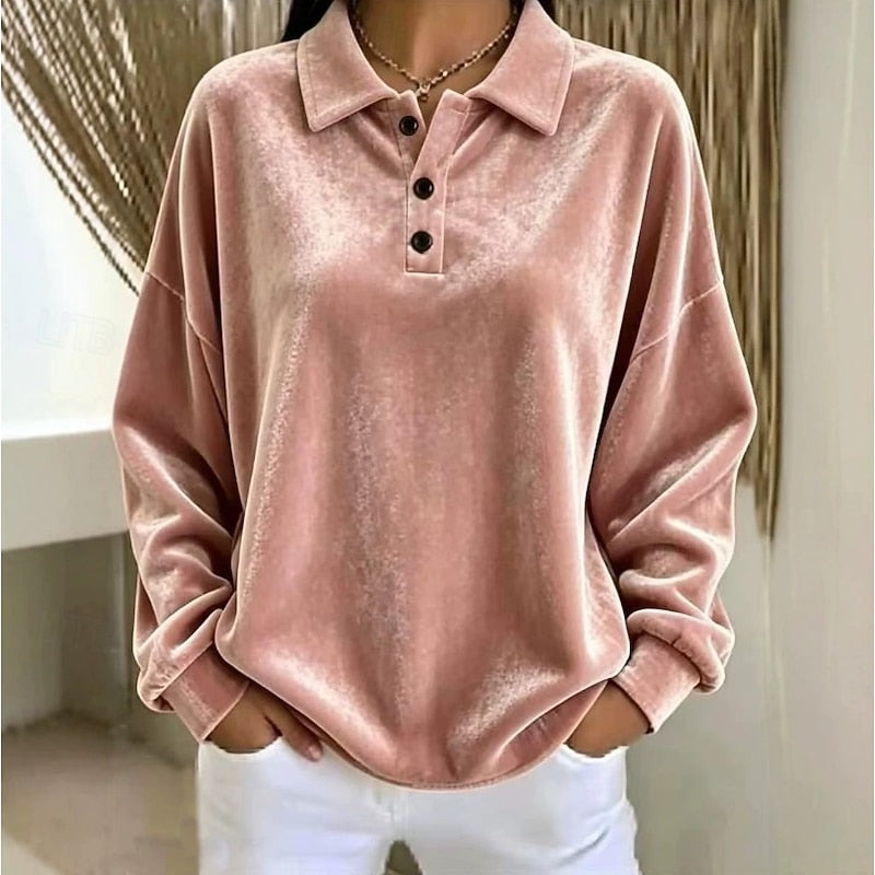 Kessoro women's relaxed collared pullover in pink, view 3 of 3