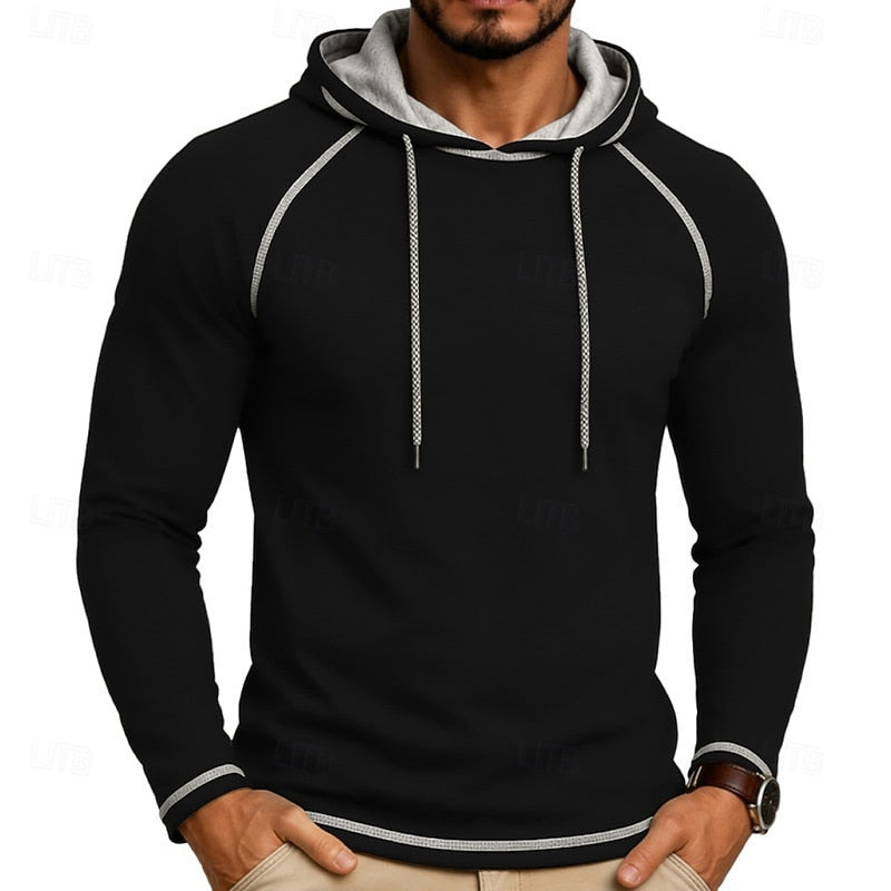 Kessoro men's raglan-sleeve drawstring pullover hoodie in assorted colourways, view 4