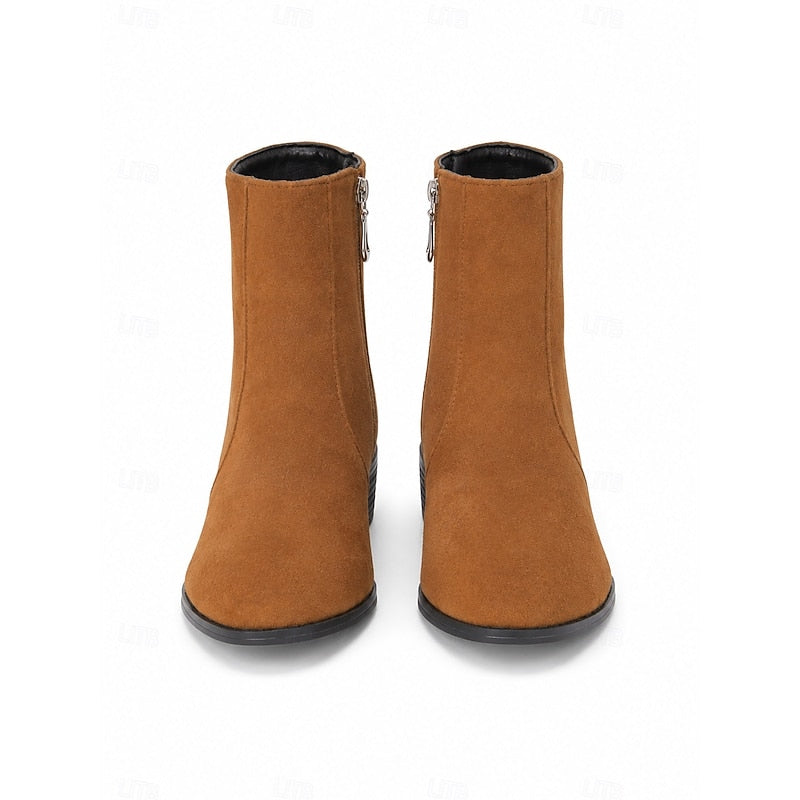 Kessoro women's side-zip low block heel ankle boots in brown, green and black - view 4