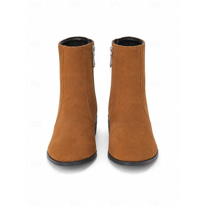 Kessoro women's side-zip low block heel ankle boots in brown, green and black - view 4