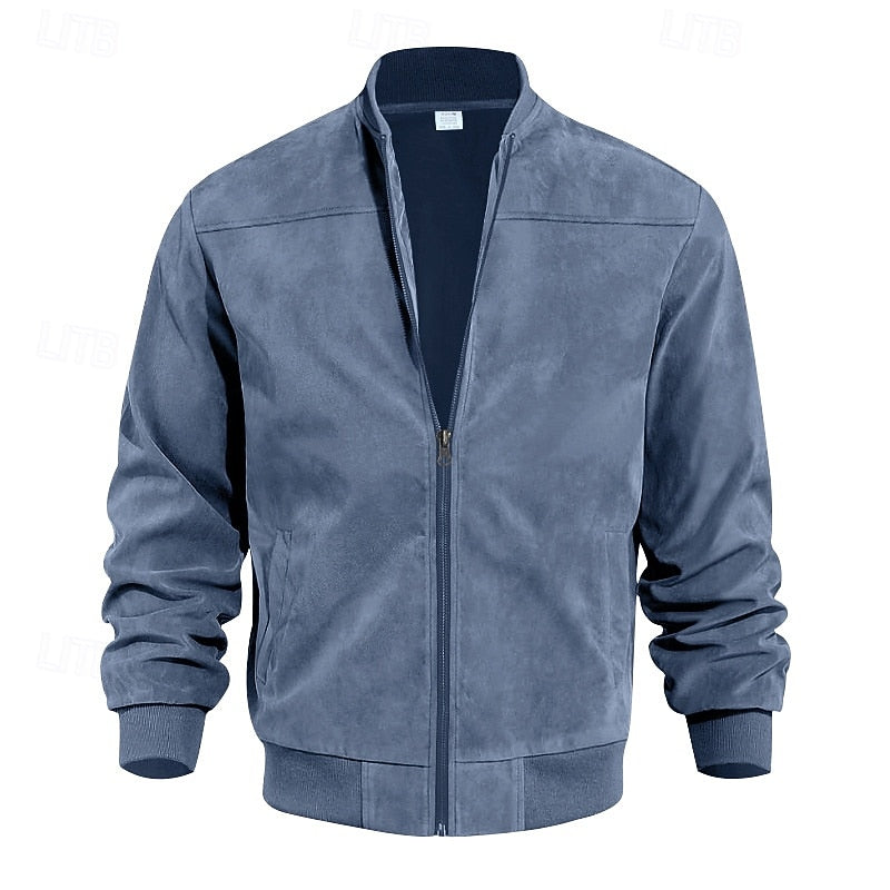 Kessoro men's lightweight stand-collar zip-up jacket in dark blue, blue, camel, black and army green – image 6 of 14