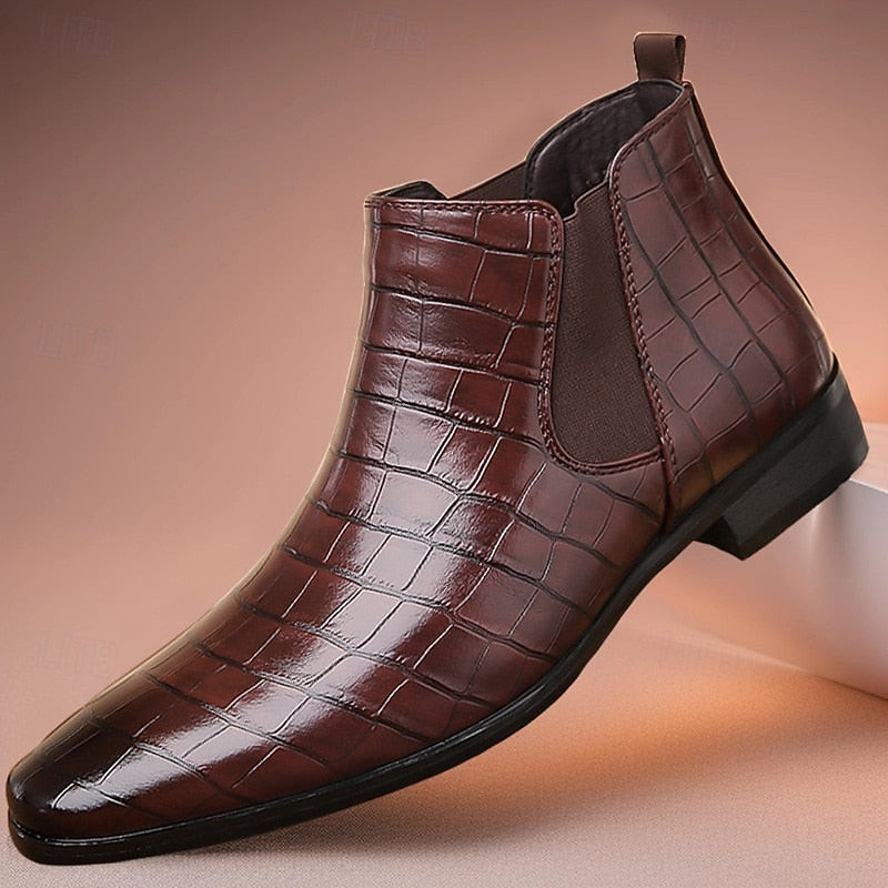 Kessoro Men's Polished Slip-On Chelsea Boots in black and brown tones - men's footwear, view 12 of 13