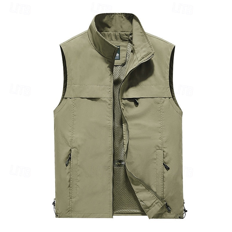 Kessoro men's multi-pocket outdoor utility vest in dark blue, red, khaki, army green and black – image 5 of 7