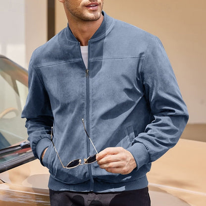 Kessoro men's lightweight stand-collar zip-up jacket in dark blue, blue, camel, black and army green – image 3 of 14