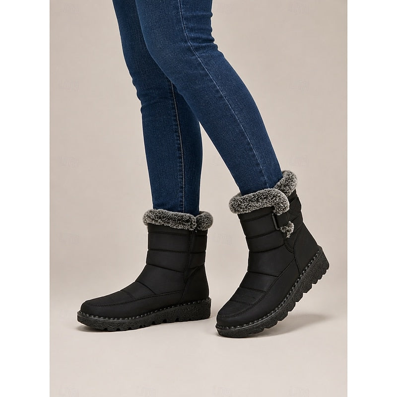 Kessoro Women's Quilted Fur-Trimmed Snow Boots in black and blue - women's footwear, view 5 of 12