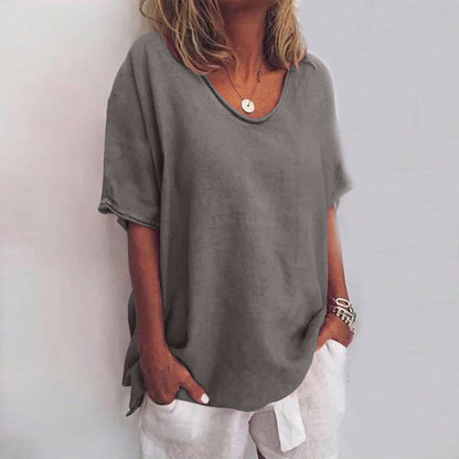 Women's relaxed fit crew neck t-shirt with a smooth everyday drape