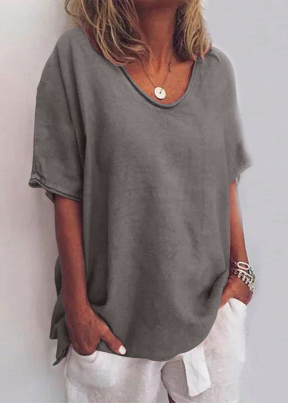 Women's loose fit everyday blouse in grey, white, dark pink and sea blue