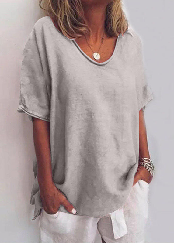 Women's loose fit everyday blouse in grey, white, dark pink and sea blue
