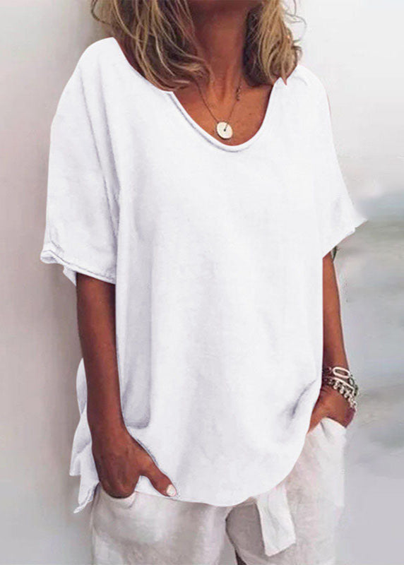Women's loose fit everyday blouse in grey, white, dark pink and sea blue