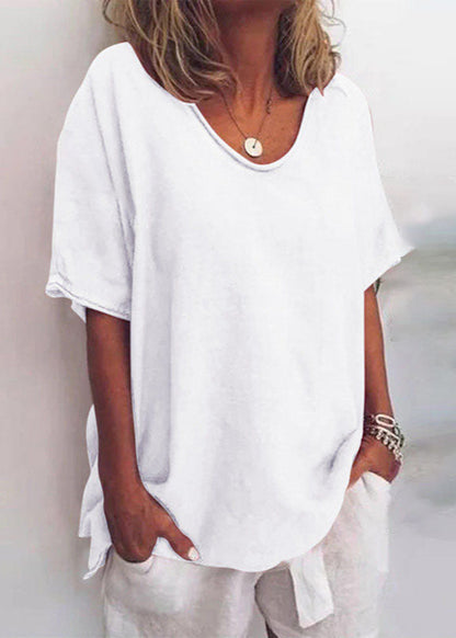 Women's loose fit everyday blouse in grey, white, dark pink and sea blue