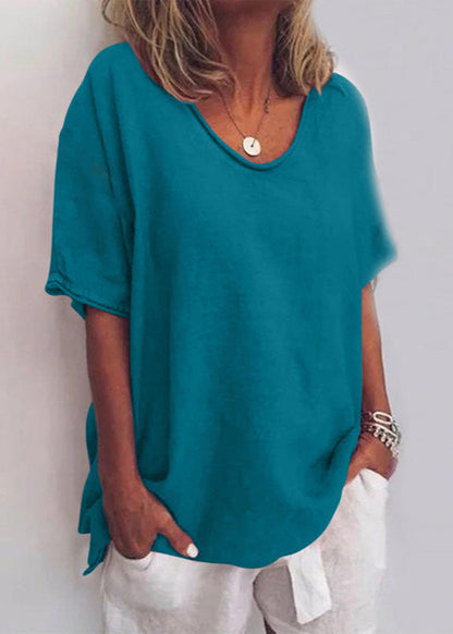 Women's loose fit everyday blouse in grey, white, dark pink and sea blue