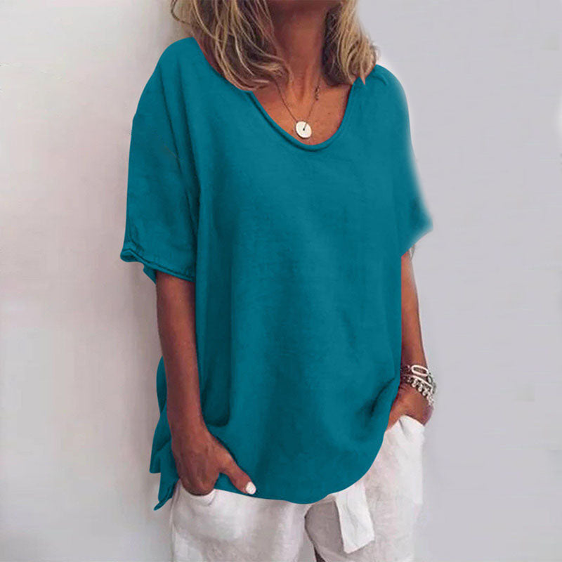 Women's relaxed fit crew neck t-shirt with a smooth everyday drape