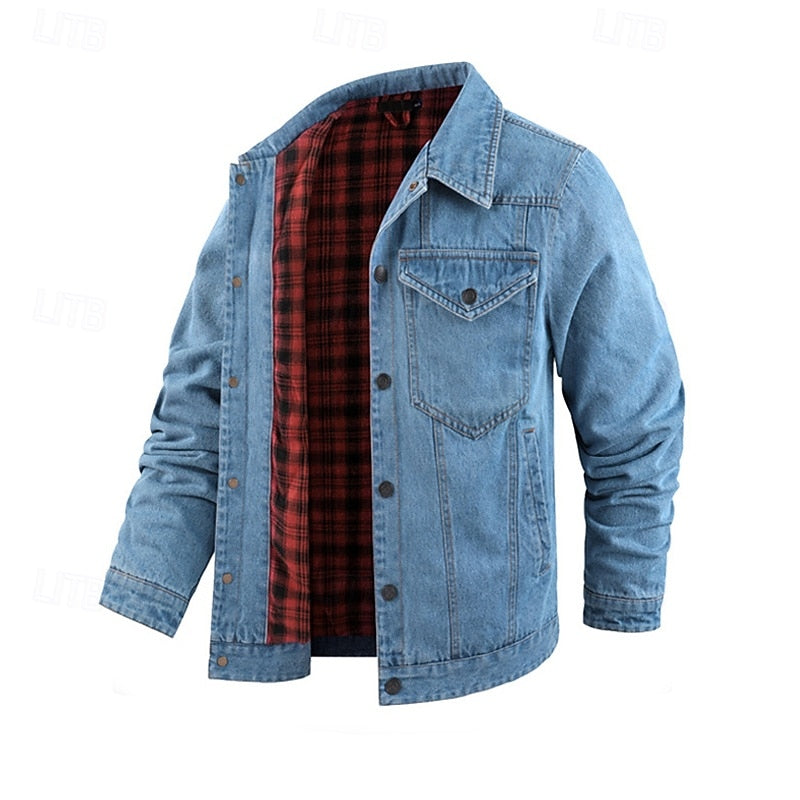 Kessoro men's rugged check-lined everyday jacket in brown, dark blue, black and green
