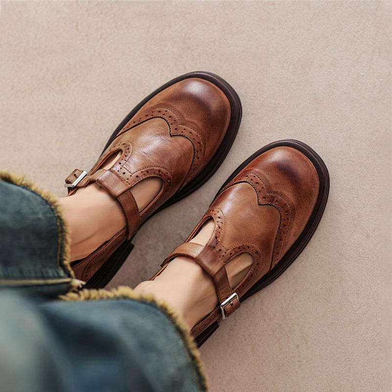 Kessoro women's premium strap detail loafers in brown and black
