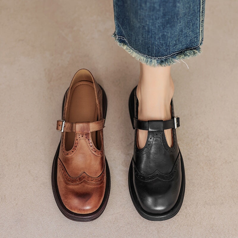 Kessoro women's premium strap detail loafers in brown and black