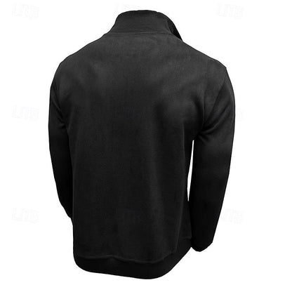 Kessoro men's quarter-zip stand-collar sweatshirt in royal blue, grey, brown, black and army green