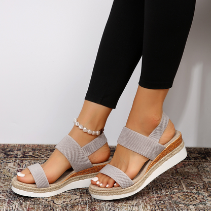 Women's classic orthopedic comfort sandal in brown, black and blue with cushioned sole