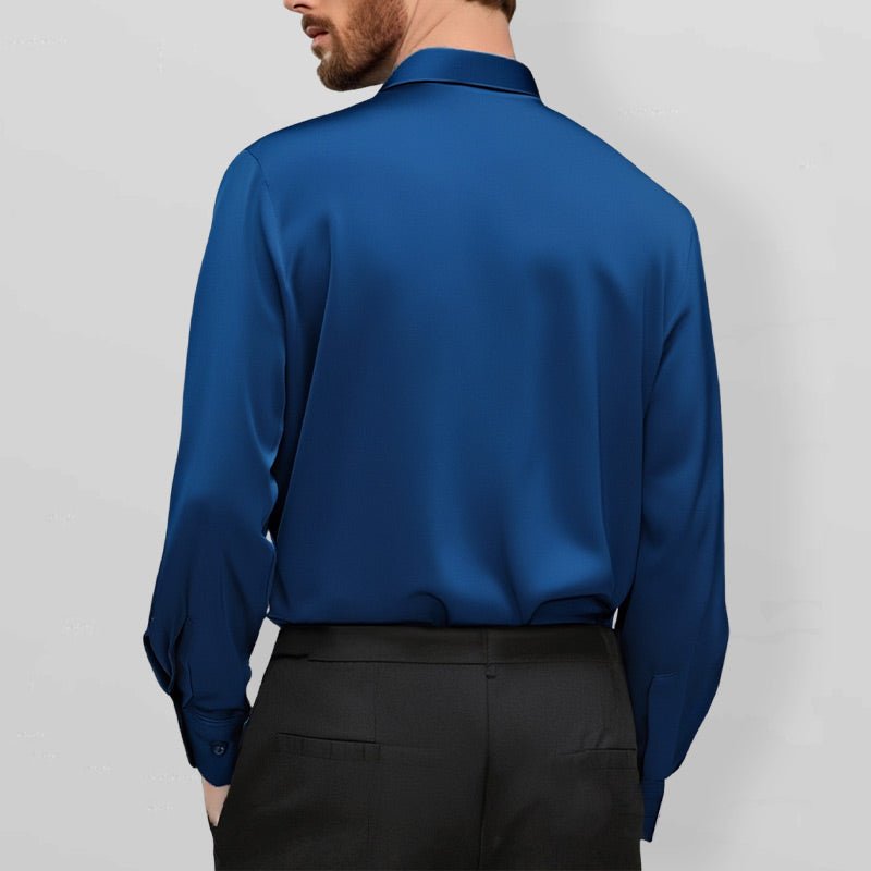 Men's wrinkle-free stretch dress shirt in light blue, white, black, green and dark red
