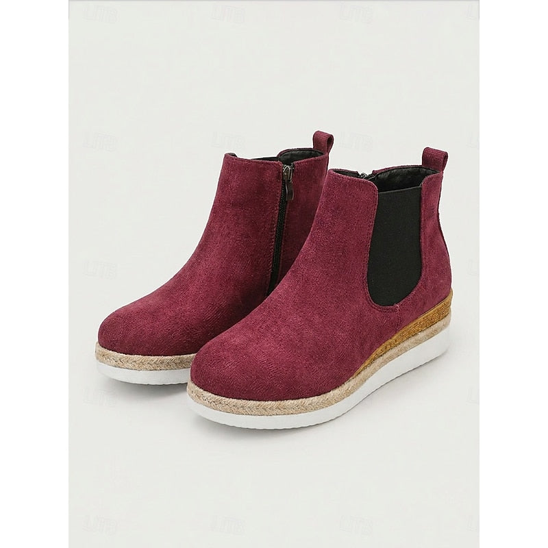 Kessoro women's cushioned wedge side-zip ankle boots in brown, leopard, burgundy, blue and black - view 10