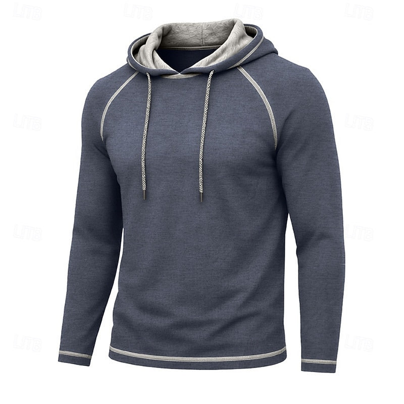 Kessoro men's raglan-sleeve drawstring pullover hoodie in assorted colourways, view 11