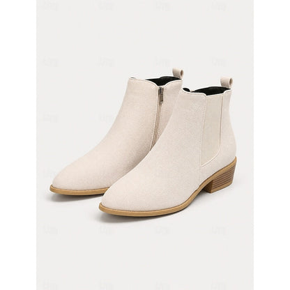 Kessoro women's pointed-toe low block heel ankle boots in khaki, gray, black, dark brown and beige - view 5