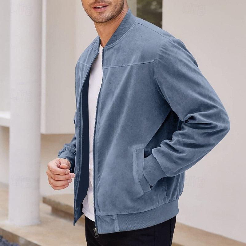 Kessoro men's lightweight stand-collar zip-up jacket in dark blue, blue, camel, black and army green – image 5 of 14
