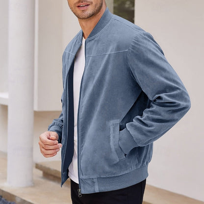 Kessoro men's lightweight stand-collar zip-up jacket in dark blue, blue, camel, black and army green – image 5 of 14